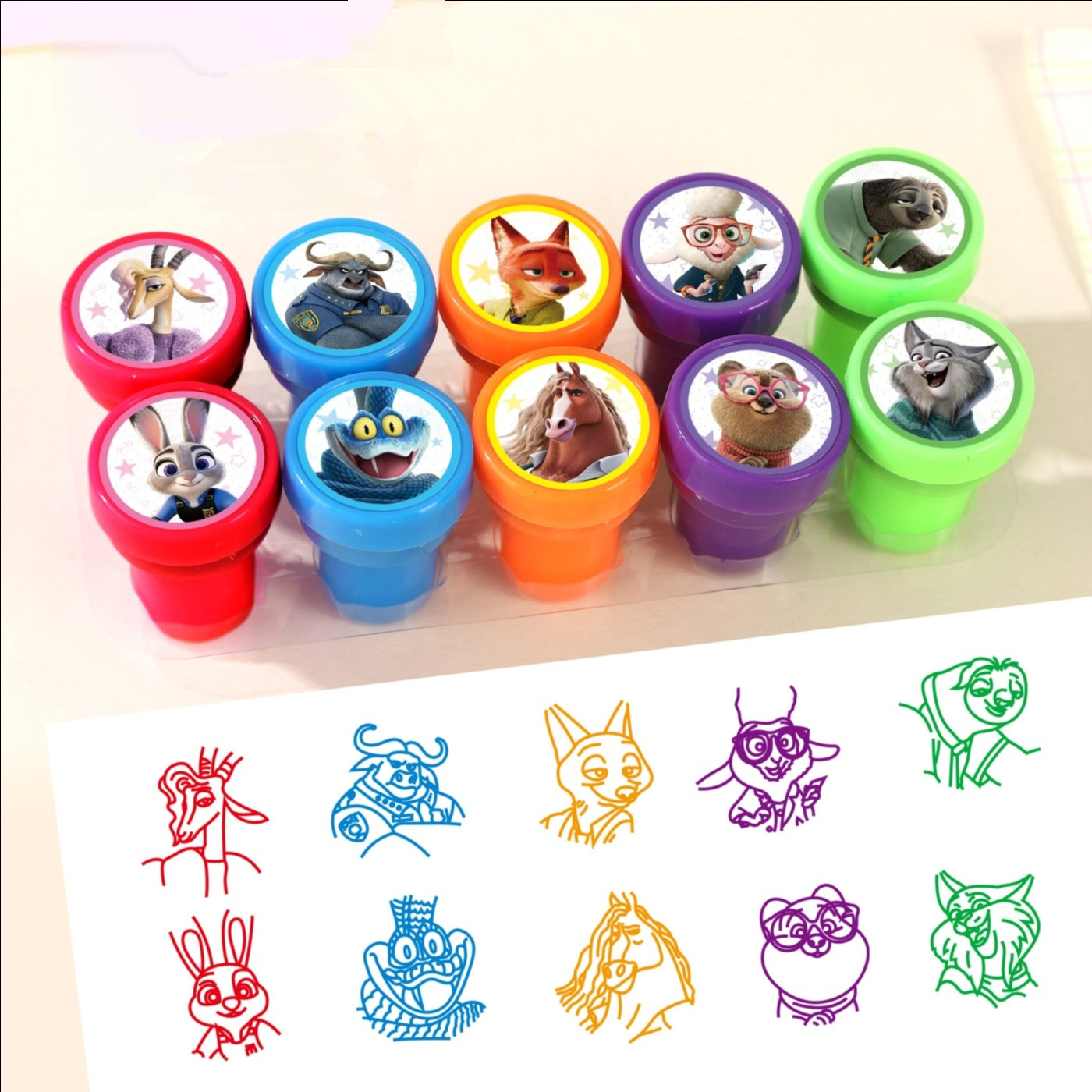 10Pcs Zootopia Kids Stamp Cart - Zootopia Party Games ulasan dan harga