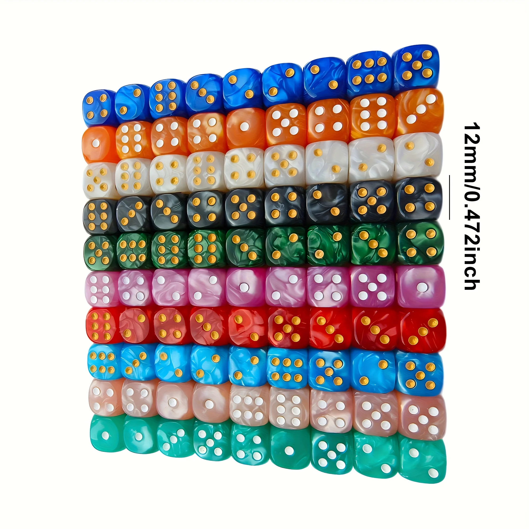 10Pcs 12mm Pearl Swirl D6 Dice - Party Games Console ulasan dan harga