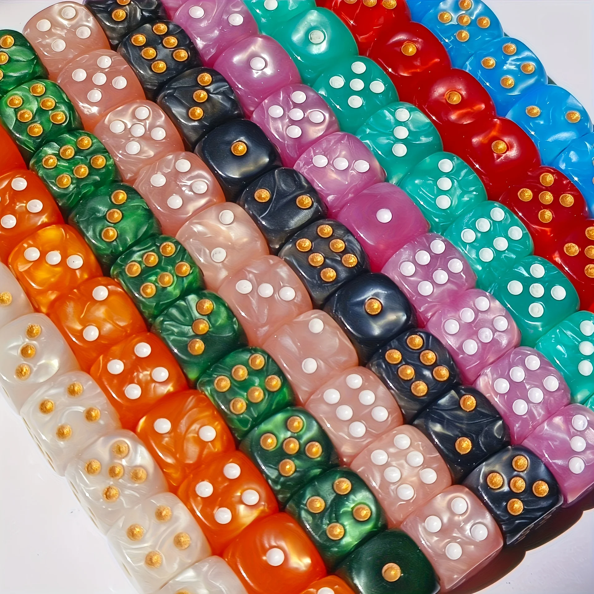 10Pcs 12mm Pearl Swirl D6 Dice - Party Games Console ulasan dan harga