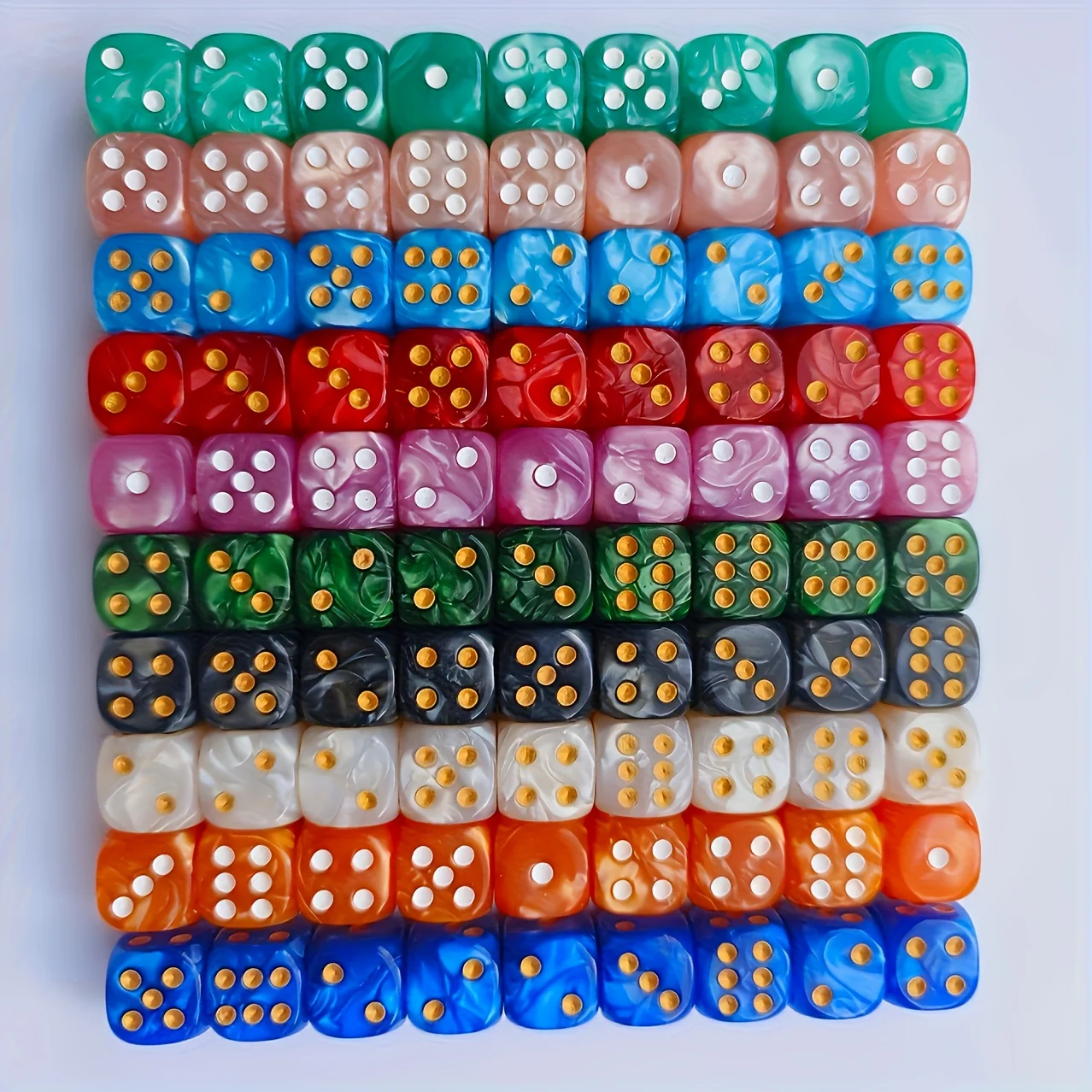 10Pcs 12mm Pearl Swirl D6 Dice - Party Games Console ulasan dan harga